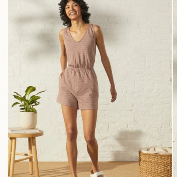 UpWest Pants - UpWest Perfect Tank Romper in pink stripe, size small